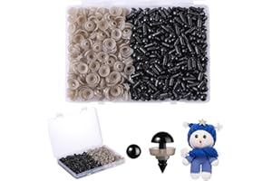 Mucunnia Lot de 200 8mm Yeux de Sécurité Amigurumi avec Rondelles Yeux Sécurité en Plastique Noir pour Jouets au Crochet, Animaux en Peluche et Poupées