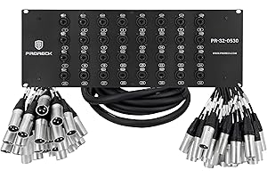 PRORECK Rack Mount TRS XLR Combo Splitter Snake Cable, Suitable for Live, Recording, Stage, Studio (5 Foot x 30 Foot - 32 Channel) PR-32-0530, 4U