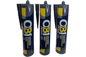 ATP Consumables OB1 Multi-Surface Construction Sealant & Adhesive - Flexible, Paintable, Contact Adhesive & Wood Glue Strong for Furniture - Black Silicone Waterproof Sealant 290ml - 3 Tubes