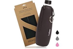 mixcover Protector de botella aislado compatible con botellas de cristal SodaStream y Duo para botellas de cristal, protección contra roturas y arañazos, color negro