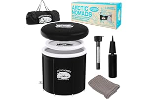 TAKKO LIVIN Bañera Hielo Ice Bath ARCTIC NOMADS Hinchable Adulto XL(90 Ø)+Bolsa Almacenamiento+Cubitera+Termómetro|Bañera Hielo TOALLA 100% ALGODON REGALO ACTIVACION CONCENTRACION RENDIMIENTO FOCO