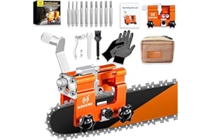 OMCCHK Chainsaw Sharpener Jig, Portable Chain Saw Sharpener Tool with 10Pcs Burrs, Chainsaw Chain Sharpener with Durable Carry Bag, Hand-Cranked Chainsaw Sharpening Kit for 4"-22" Chain Saws