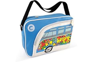 BRISA VW Collection - Volkswagen elegante borsa a tracolla regolabile, unisex, retrò/vintage, Campervan T1 Bus design (similpelle)