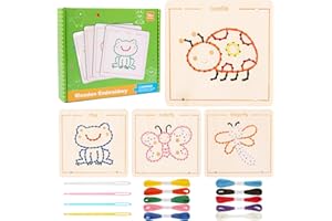 MOOSONO Wooden Lacing Toys for Toddlers, Sewing Kit for Kids Fine Motor Skill Toy, Education Sensory Preschool Threading Toys for 2 3 4 Year Olds Boys and Girls (Insect)