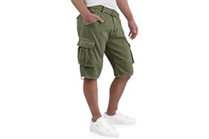 Indicode Kjeld Herren Cargoshorts mit 6 Taschen inkl. Stoffgürtel aus 100% Baumwolle | Kurze Hose Bermuda Sommer Herrenshorts Short Men Pants Cargohose kurz Sommerhose für Männer