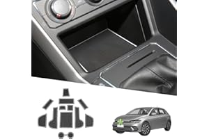 Ruiya Compatible avec 2018-2023 2024 VW Polo MK6 Tapis de Console Centrale en Caoutchouc, Tapis pour Porte-gobelet Accoudoir Couture de Porte Antidérapant Tapis Intérieure Polo Accessoire