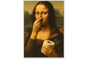WBdesignz Lustiges Poster – Mona Lisa mit Klopapier und Nase-zu-Geste – Ironische Wanddeko für Toilette, Gäste-WC oder Badezimmer (DIN A4) – ohne Rahmen