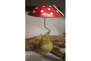 Posiwio Meisenknödelhalter Schirm rot mit weißen Punkten, Durchm. 11,5 cm, Gesamtlänge hängend 31 cm