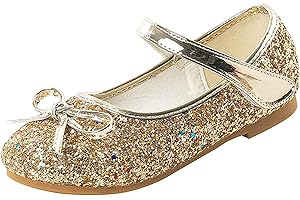 YUKQEYLE Glitzer Schuhe Mädchen Prinzessinen Schuhe Ballerinas Mädchen Kinder Glitzer Ballerinas Mary Jane Flache Schuhe Kristall Sandalen Hochzeit Partei