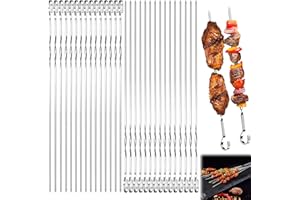 COFFEE LIFE PLUS 30pcs Barbecue Spiedini per Barbecue,38CM Spiedini in Acciaio Inossidabile,Spiedini BBQ Riutilizzabili,Spiedini Piatti,Spiedini BBQ per Barbecue Grigliatura Carne Verdure BBQ Bastone (A)