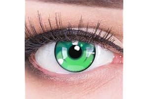 Meralens Lenti a Contatto Colerate 'Anime Arc 3 Green' – Cosplay Verdi senza Gradazione - con porta lenti a contatto - ideali per Manga Anime Halloween – Durata 1 Anno - 1 Coppia senza correzione