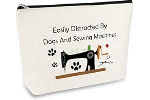 MIKELA Sewing Gift Dog Lover Gift Quilter Makeup Bag Gift for Women Sewing Crafting Lover Gift Sewing Machine Themed Gifts Cosmetic Bag Sewer Gifts Quilting Gift Christmas Birthday Gift Travel Make Up Pouch