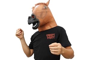 CreepyParty Pferdemaske Halloween Kostüm Party Tierkopf Latex Maske Braun Pferd