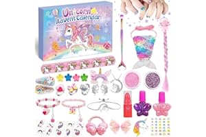 iZoeL Calendrier de l'Avent Bijoux Calendrier de l'Avent 2025 Fille Licorne Fille, 24 Cadeaux Nouveauté - Collier Bracelet Bijoux Maquillage, pour Nièce Petite-fille Sœurs