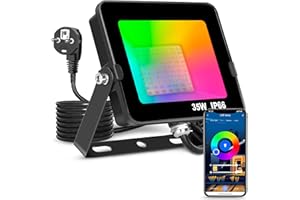 AUSYDE Faretto LED 35 W Smart RGB, con cambio di colore, con Bluetooth, controllo APP IP66, impermeabile, dimmerabile, per palcoscenico, paesaggio, giardino, albero, 2 pin plug (1 confezione)