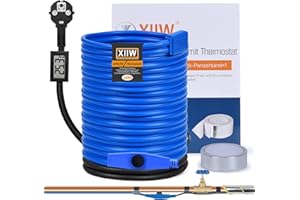 18M Frostschutz Heizkabel mit Thermostat und Temperaturanzeige, 230V Heizleitung Rohrbegleitheizung 16W/M für Wasserleitung, Wasserdicht Begleitheizung Heizkabel für Rohrleitungen