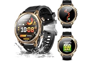 DOOGEE Montre Connectée Homme Femme, 5ATM Dual-Band GPS Tactical Watch,1,43'' AMOLED Screen, 170+ Modes Sport, Appel Bluetooth,18 Days Battery,LED Flashlight,Compass,pour Android/iOS,2 Straps