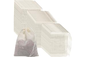 jatimdotin Sachet Thé 30 Pièces, Sachets Filtre à Thé, Sachets de Thé Réutilisables avec Cordon, Infuseur Thé, Filtre à Thé pour Thé en Vrac, Café, Thé de Fleurs, Herbes, Épices (3 Tailles)