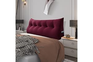 ‎BNCKTRD BNCKTRD Kopfende Großes Rückenkissen Bequemes Lesekissen und Rückenteil im Bett Rückenlehne Kopfkissen Langes XXL Kissen für Sofa, Couch, Wandkissen Polster Samt Dunkelrot 200cm