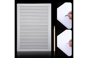 LLOUSSAK 11 Inch Scale Writing Ruler Envelope Addressing Template, Straight Line Stencil with Wooden Marker, 0.35 Inch Spacing Line Plastic Writing Guide Stencil for Journaling Drawing Lettering Guide Stencils