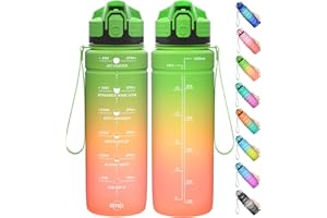 Coolfel Motivational Water Bottle with Time Markings, 1.5l 1l Sports Water Bottle 700ml 500ml Kids Water Bottles, BPA Free Tritan Leakproof Reusable Drink Bottle for Gym, School, Running