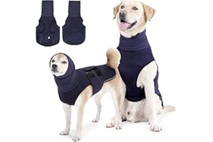 ZESTEFY Beruhigungsweste für Hunde mit Kapuze & Reflektorstreifen – Weich & Verstellbar Atmungsaktiver Hundemantel zur Stressreduktion bei Feuerwerk, Gewitter & Reisen (Dunkelblau, XL)