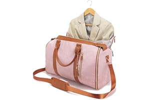 SESEBEE Garment Bag for Travel, Large Polyester Cloth Duffle Bag for Women, Waterproof Garment Bags for Travel with Built-in Shoe Pocket, 3 in 1 Hanging Suitcase Suit Travel Bags, Gifts for Women, Pink