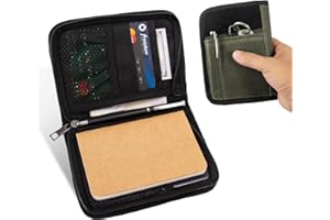 ALNKDH Field Notes Nnotebook- with Key Ring and Pen Holder for Journal Notebook Planner,Cover Waxed Canvas,Field Notes Notebook 5" x 6.7" (Army Green)