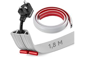 CREWORKS Cache Câble Sol 1,8m 3 Canaux avec Auto-Adhésif Flexible Goulotte Passe Câble Sol Rampe de Protection de Fils PVC Gestion des Câbles pour Maison Bureau, Gris