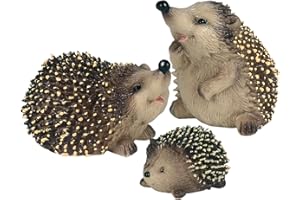 MEYAGOT 3 Pièces Figurine Décorative Hérisson, Bébé Hérisson dans Une Feuille, Statue Réaliste De Hérisson en Polyrésine pour Animaux Résistant Au Gel Et À La Décoloration