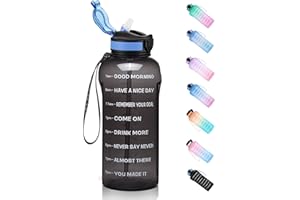 ETDW Borraccia con Cannuccia 2 Litri, 2000 ml Motivazionale Bottiglia d'acqua con Indicatore Del Tempo Senza Perdite per per Ufficio, Scuola, Trekking