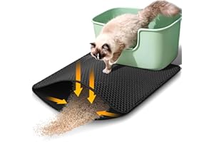 UCAMP Katzenklo Matte, 45x60CM Cat Mat, podwójna warstwa o strukturze plastra bez poślizgu, wodoodporna i odporna na mocz maty kota dla łapacza, mata miotu dla kotów [Czarna]