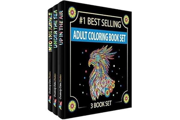 Ensemble de livres de coloriage pour adultes. Trois livres ! Designs du ciel, de la terre et de la mer. Livres de coloriage pour adultes Relaxation