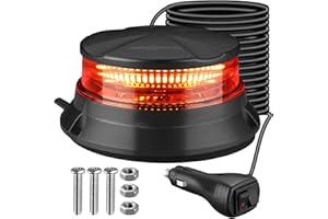 ‎AUTOUTLET AUTOUTLET Rundumleuchte, 48 LED Gelb Rundumleuchte 10V-30V Magnet Warnleuchte | 7 Blitzmuster | 3,5M Kabel | E9 | IP56,Warnlicht Blinkleuchte Strobe Beacon Light für Gabelstapler-Traktor Golfwagen usw