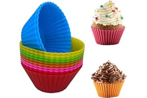BINHAI Stampi per muffin in silicone 12 pz teglie antiaderenti riutilizzabili stampini per crostatine cupcake per torte Muffins Budini Tazze arcobaleno