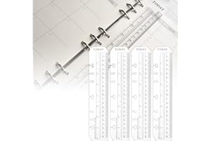 YUEJIESELECTED 4-Stück Lesezeichen Lineal, A5 Seitenmarker Lineal, Ordner, Kunststoff Seite Marker, Page Finder für A5 Format 6-Loch Binder Notizbuch, DIY Loseblatt Notebook Standard 6 Löcher Lesezeichen Lineal