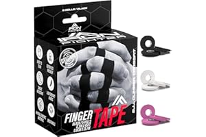 IRON FIGHTER 5X Strap Doigt 0,8cm x 13,7m (Total 68m) - JJB Jiu Jitsu Bresilien - Escalade - CrossFit - MMA - Grappling - Judo - VolleyBall - Musculation - Rouleaux de Finger Tape Noir