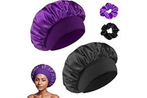 ANEI Gorro De Seda Para Dormir,Gorro De Para Dormir Para Pelo Rizado Con Banda Ancha Elástica