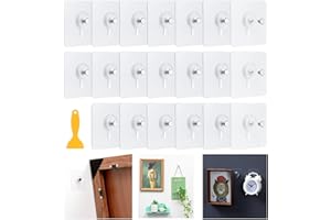 Ruucy Lot de 20 Adhesif Accroche Tableau Sans Percer, Transparent Attache Cadre Adhésif pour Accroche Cadres Photo, Miroir, Art Mural, Lumières Décoratives, Sans Trou