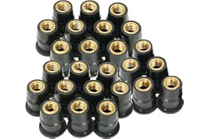 LCYEN 25 x M6 Rubber Well Nuts, Motorbike Windscreen Bolts, Motorcycle Mesh Fairing, Motorbike Rubber Nut, Boat Windshield Fastener for Windshields Motorcycle Kayaking Canoes Boats