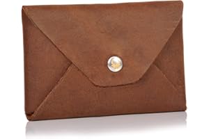 DONBOLSO Tarjetero Tarjetas Visita Oslo | Porta Tarjetas de Cuero Genuino para Hombre y Mujer | para 20 Tarjetas de Visita o 10 Tarjetas de Crédito | Vintage Marrón