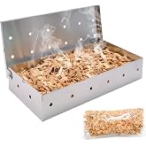 Smoker Box, Smoker Box for Barbecue, Stainless Steel Barbecue Grill, Smoker Barrel BBQ Meat, Smoker Box for Gas Grills, Charc