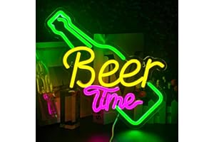 Looklight Beer Time Enseigne au néon Bar Enseigne lumineuse à néon Enseigne à LED jaune pour décoration murale USB Enseigne néon pour bar-club, maison, mariage, fête d'anniversaire