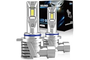 XELORD HIR2 9012 Lampadina LED 6500K Luce Bianco Forte,400% Più Luminosa,Adatta per Lampadina Faro Auto Compatibile con DC 12V, 1:1 Plug and Play (2 Lampadine)