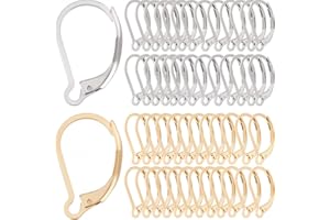 SUNNYCLUE 1 boîte 100pièces Boucles d'oreilles à Levier en Plaqué Or 24K Crochets de Boucles d'oreilles Français Couleur Argent et Or, Résultats de Boucles D'Oreilles à Levier, Fils D'Oreille Français