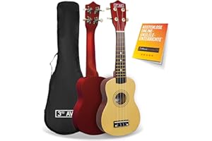3rd Avenue Sopran-Ukulele für Anfänger, 54 cm/21“ mit Ukuleletasche – in Natur – KOSTENLOSE 1-monatige Online-Lektionen