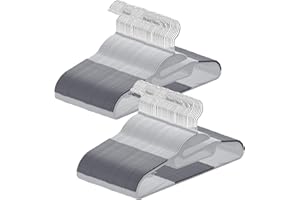 ABHENG Perchas de Plástico, 100 Unidad, Apertura en Forma de U, Perchas con Revestimiento de Goma, Resistentes, Antideslizantes, Gancho Giratorio 360º, 41.5 x 0.5 x 22.5 cm, Gris APY04100G