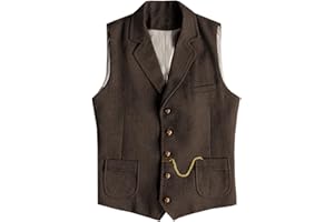 Tuikayoo Gilet da uomo Western Herringbone Tweed in lana slim fit
