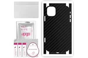 apgo Protecteur Skin, Autocollant, Peau, film en vinyle structuré pour ARRIÈRE + CÔTÉS au modèle Apple iPhone 11 avec motif Noir de carbone