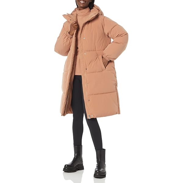 Amazon Essentials Cappotto Piumino Lungo Donna | Idrorepellente Con Cappuccio In Poliestere Riciclato (Taglie Forti)
